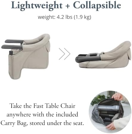 Inglesina Fast Table Chair, Cream - Portable Baby High Chair - for Babies & Toddlers up to 37 lbs - Collapsible Design - Fits Tables 0.8'' to 3.5'' Thick - Compact & Easy to Use - Travel Bag Included - Image 4