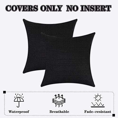 Kevin Textile Outdoor Waterproof 16”x16” Pillow Covers 2 Pack, Black - Image 5