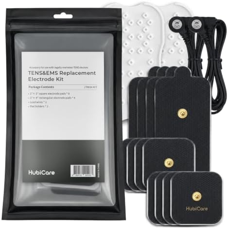 Replacement Electrode Pad Set for Low Frequency Massager, 2" x 4" Rectangular Pads x4, 2" x 2" Square Pads x8, Lead Wires x2, Adhesive Gel Pad Accessories by Unknown