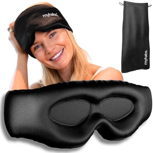 MyHalos 3D Mulberry Silk Sleep Mask, Blackout Eye Mask for Women & Men by myhalos