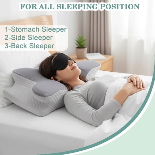 Cervical Pillow for Neck Pain Relief – Ergonomic Memory Foam Pillow with sleeping mask, Orthopedic Neck Support Pillow for Side Sleepers, Comfortable Sleeping Pillow for Neck & Shoulder Support - Image 6