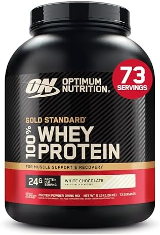Optimum Nutrition Gold Standard Whey Protein Powder, White Chocolate, 5LB by OPTIMUMNUTRITION