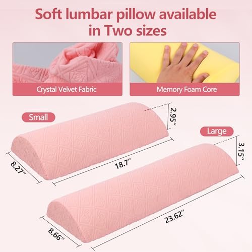 Cozyhealth - 3.15" H*23.6" L - Soft Lumbar Pillow for Sleeping, Memory Foam Back Lumbar Support Cushion for Lower Back Pain Relief Bed Waist Sleep Support Pillow for Side, Back Sleepers (Pink, Large) - Image 5