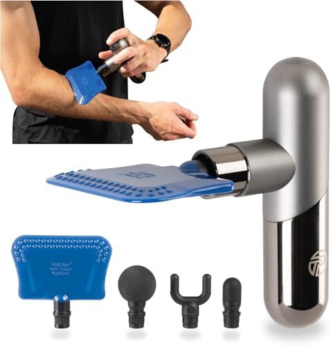 Pro-Tec Athletics Force Mini 2.0 Massage Gun w/FlexEdge® Attachment + 3 More (4 Total), Handheld Vibrating Soft Tissue Mobilizer, Percussion Muscle Scraper, Whole Body Muscle Relaxation, 5 Speeds by Pro-TecAthletics