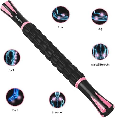 YANSYI Professional 9-Roller Deep Tissue Massage Stick - Portable Muscle Recovery Roller for Athletes, Relieves Post-Workout Soreness & Leg/Back Pain - Portable Physio Tool (Pink) - Image 6