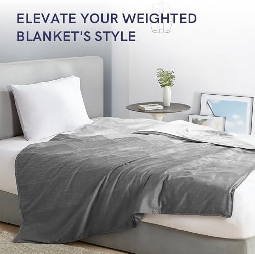 YnM Cooling Duvet Cover for Weighted Blankets (Gradient Dark Grey, 60''x80'') - Image 6