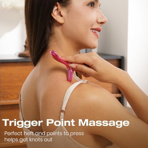lifechill Trigger Point Massage Tool for Pain Relief Deep Tissue, Gua Sha & Muscle Scraper Tool for Full Body, Thumb Saver Acupressure Tool Relieve Muscle Knots (Rose Red) - Image 2