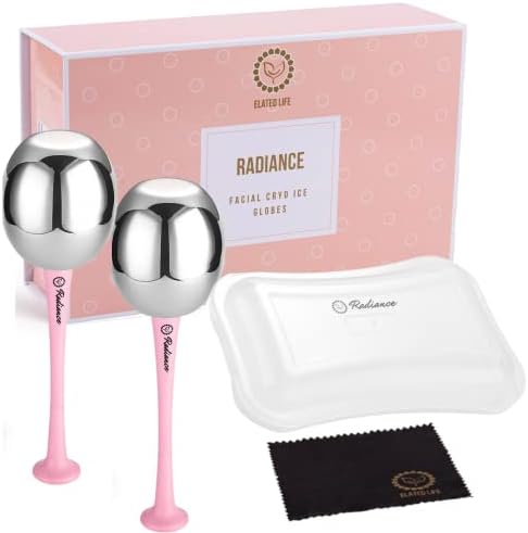 RADIANCE Ice Globes for Facials Skin Care - Cryo Globes, Non Shatter, Face Cooling Cold Stainless Steel, Cryo Freeze Tool Roller for Depuffing Eyes, Face Massage with a Storage Case & Polish Cloth by Unknown