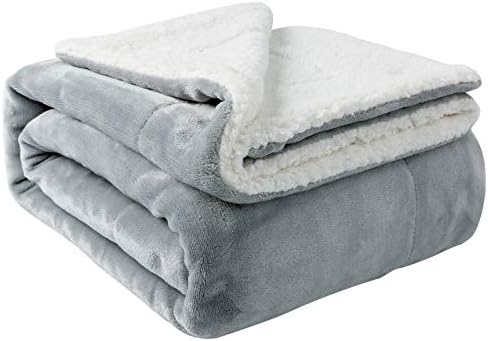 NANPIPER Sherpa Blanket Twin Thick Warm Blankets for Winter Bed Super Soft Fuzzy Flannel Fleece/Wool Like Reversible Velvet Plush Fabric(Light Grey Twin Size 60"x80") by NANPIPER