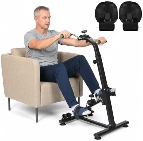 Adjustable Pedal Exerciser Bike for Seniors with a Pair of Gloves by bimiti
