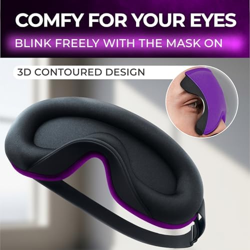 Peace&Quiet | PQ Sleep Mask for Side Sleepers - 3D Contoured Light Blocking Sleeping Mask for Women and Men, Lightweight & Soft Eye Shade Cover for Deep Rest, Premium Quality (Purple) - Image 3