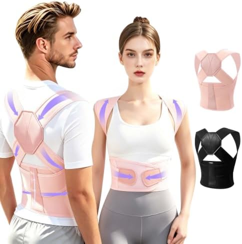 Posture Corrector for Women and Men Back Brace Upper Back Support Adjustable Breathable Shoulder Straightener Hunchback Correction Clavicle Back Pain Relief Comfortable Daily Wear Pink X-Large by QualityFreedomEmpowerment