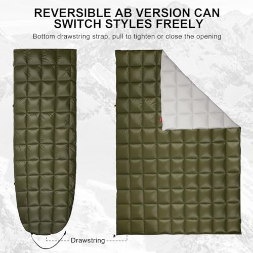 Down Camping Blanket - Lightweight, Packable, Warm & Puffy Outdoor Travel Quilt for Sleep, Hiking, Backpacking, Stadium, Festivals, Water-Resistant Sleeping Bag 55"x79" - Image 6