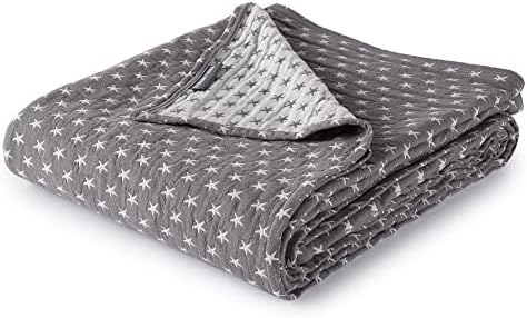 Sterling Creek Dawson Star Muslin Blanket Queen Three Layers Lightweight Breathable Cotton Gauzy Blanket for Adults, All Season (Queen, Gray) by Sterling+Creek