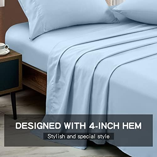 FreshCulture Twin Flat Sheet - Hotel Quality Twin Flat Sheet Only - Brushed Microfiber Top Sheet - Ultra Soft & Breathable - Wrinkle-Free - Easy Care - Single Flat Sheet (Twin, Light Blue) - Image 2