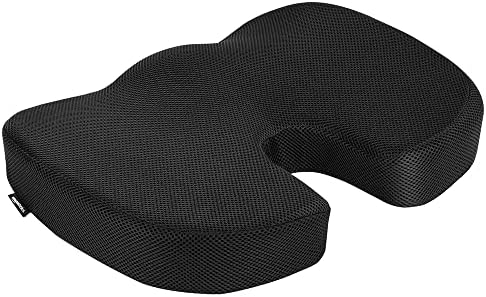Amazon Basics Comfortable Seat Cushion for Office Chairs, Enhanced Memory Foam with Cooling Gel, Non-Slip, Long Sitting Support, Black by AmazonBasics