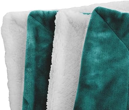 Elegant Comfort Luxury Ultra-Plush Velvet Touch Fleece Throw Soft, Warm, Cozy| Micromink Sherpa-Backing Reversible Blanket for Bed, Sofa and Couch, Solid Turquoise - Image 3