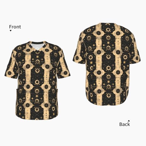 Men's Scrub Top,V-Neck Spill Wrinkle Resistant,3 Pockets-Sacred Geometry Shapes (1) - Image 4