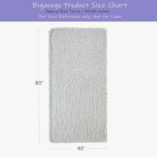 Bigacogo Chunky Knit Throw Blanket for Couch, 40x80 inches, Dusty Blue - Image 2
