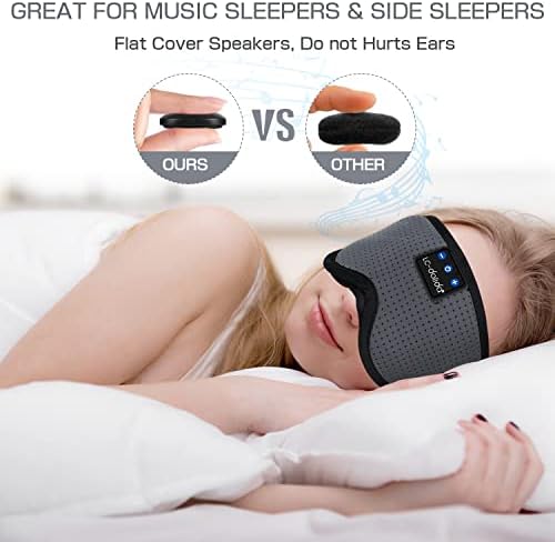 LC-dolida Sleep Headphones, Sleep Mask Bluetooth Wireless Music Eye Mask, Sleeping Headphones for Side Sleepers Sleep Mask with Bluetooth Headphones Ultra-Thin Stereo Speakers Perfect for Sleeping - Image 3