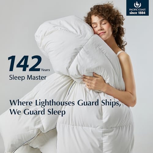 Pacific Coast Goose Feather Down Fiber Comforters Twin Size, Extra Fluffy White Duvet Insert, Ultra-Soft, Breathable, All Season Hotel Luxury Bedding Comforters, 8 Corner & Center Loops (68"x90") - Image 2