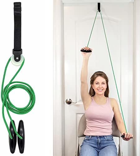 LiftAid Shoulder Pulley for Physical Therapy with Exercise Guide - Improves Shoulder Strength & Range of Motion - Reduces Pain, Helps in Muscle Recovery - Physical Therapy Equipment (Green) by LiftAid