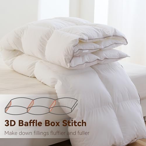 SNOWMAN Premium Down Comforter Palatial King, White Duvet Insert All Season - Image 4