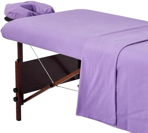 Master Massage Cotton Flannel Sheets Set (3 Piece Set) Massage Table Cover Set, Beauty Salon SPA Bed Replacement Cover, Includes Table Cover, Face Cushion Cover, Table Sheet, Purple by MasterMassage