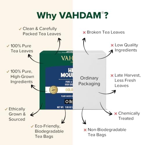 VAHDAM High Mountain Oolong Teabags(100 Count)High Grown, In Pyramid Teabag - Image 6