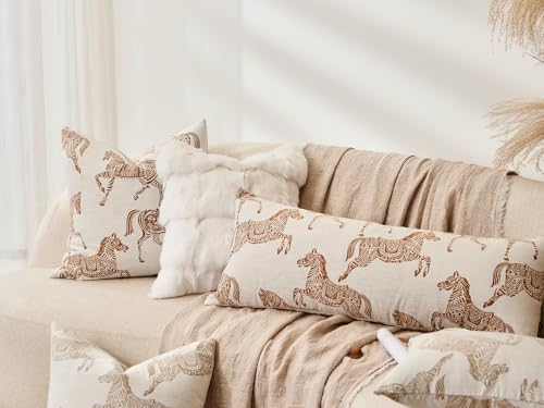 Decorative Lumbar Pillow Cover 14x36 Inch, Double Sided Running Orange Horse Design Long Pillow Covers, Decorative Cushion Cover Couch, Sofa, Living Room, Bedroom - Image 5