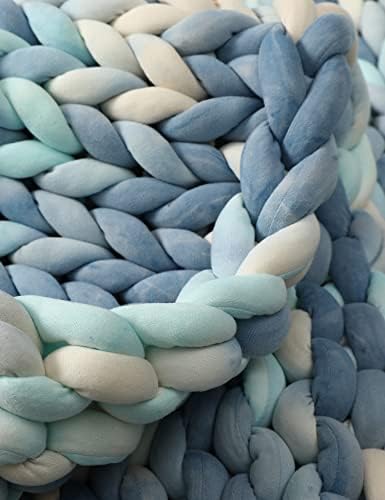 YnM Weighted Blanket, Handmade Chunky Knitted Design, Soft and Cozy, Temperature Regulating and Breathable, Machine Washable Throw for Sleep or Home Decor (Light Blue Tie-Dyed, 80x87 Inch, 25lbs) - Image 4
