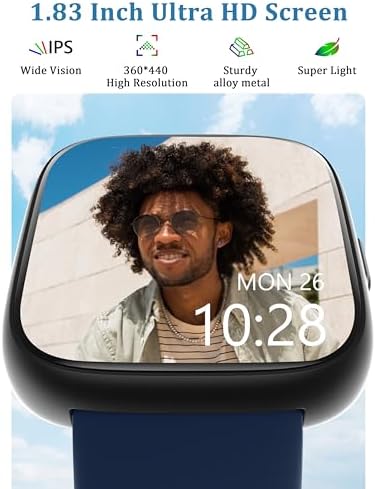 LODIMEKE Smart Watch, Alexa Built-in, Answer/Make Calls 44mm Smartwatch Women Men, 1.83" Sports Watch IP68 Waterproof, Heart Rate SpO2 Sleep Stress Monitor, Step Counter Watch for Android & iOS Phone - Image 3