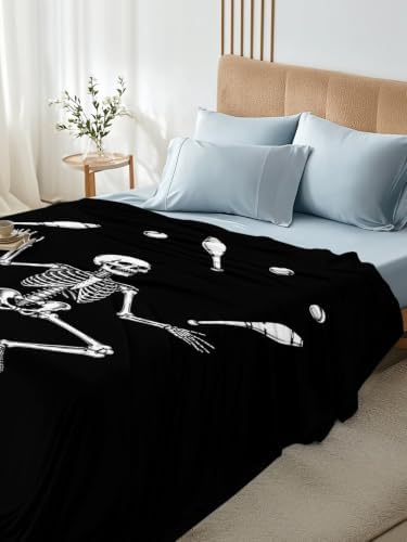 Halloween King Flat Sheet Juggling Skeleton Flat Sheets Only Soft Bedding Top Sheets Luxury Hotel Quality Circus Theme Funny Skull Bones King Bed Sheet for All Season Bedroom Dorm Halloween Decor - Image 5