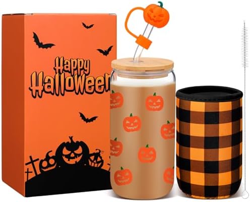 Blushtier 3 Pcs Halloween Pumpkin Gifts Sets Tumbler Cup Sleeve Gifts Box by Blushtier