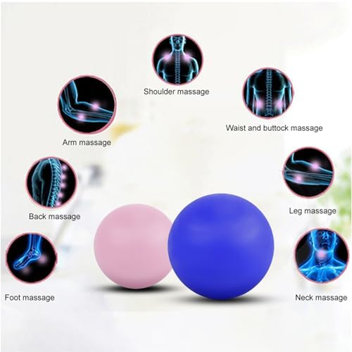WOVTE Massage Lacrosse Ball for Sore Muscles, Shoulders, Neck, Back, Foot, Body, Deep Tissue, Trigger Point, Muscle Knots, Yoga and Myofascial Release (Blue) (Royal Blue Pink) - Image 3