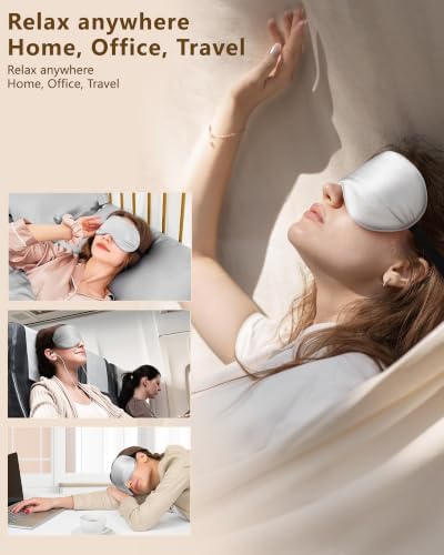 Silk Sleep Mask for Women Natural Mulberry - Soft Breathable Organic Natural Silk Fabric Blackout Sleep Mask with Adjustable Straps No Pressure Eye Mask for Travel Essentials Gifts (Light Gray) - Image 4