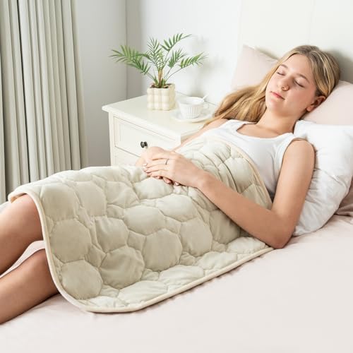 Wemore Weighted Lap Blanket 7lbs, 24"x29" Small Travel Blankets for Adults by WemoreDirect