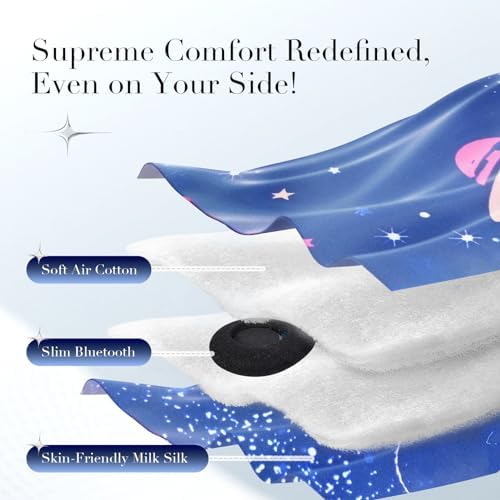 LC-dolida Sleep Mask with Bluetooth Headphones, Extra Large Silk Eye Mask for Sleeping Side Day Sleepers, Sleep Headphones Bluetooth 5.4 for Women Men with Thin Speaker, Blackout, Comfort, Microphone - Image 4