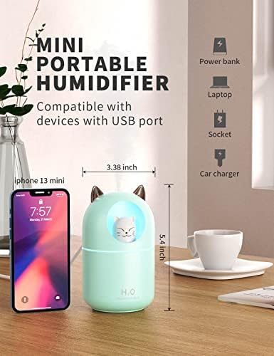 Cool Mist Humidifier,300ml Mini Humidifiers with Night Light,Waterless Auto-Off Air Humidifier,20dB Quiet Humidifiers for Bedroom,Car, Plant for Girl Boy - Image 2