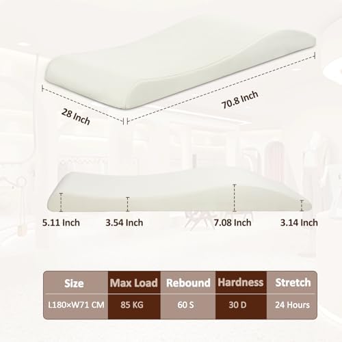 Ergonomic Lash Bed Topper, Esthetician Curvy Massage Table Pad, 70.8"x28" - Image 4