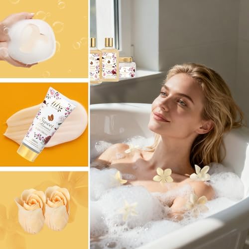 9Pcs Moisturizing Almond Spa Kit Bath Gifts Set Spa Gift Baskets for Women - Image 4