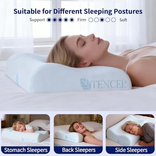 Cervical Memory Foam Pillow for Neck Pain Relief, Blue, 24 x 16 Inch - Image 6