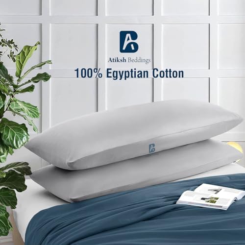 Body Pillow case with Zipper Closure 100% Egyptian Cotton 500 Thread Count Pack of 1 Long Body Pillowcase Cover for Adult Size 20x48 inch, Silver Grey - Image 2