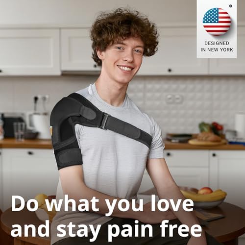 FIGHTECH Rotator Cuff Shoulder Brace for Women and Men - 4 Sizes - Shoulder Support - Pain Relief - Black - X-Small Petite Only (Chest 30-32" Bicep 7-9") - Image 4