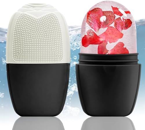 XHJRI Ice Face Roller Massager,Ice Cube Roller for Face, Eyes and Neck Naturally Conditioning and Skin Care,De-Puff Eye Bags,Reduce Migraine Pain,Reusable Massage Silicone Ice Mold (New Black White) by XHJRIBringyourbabybestlif