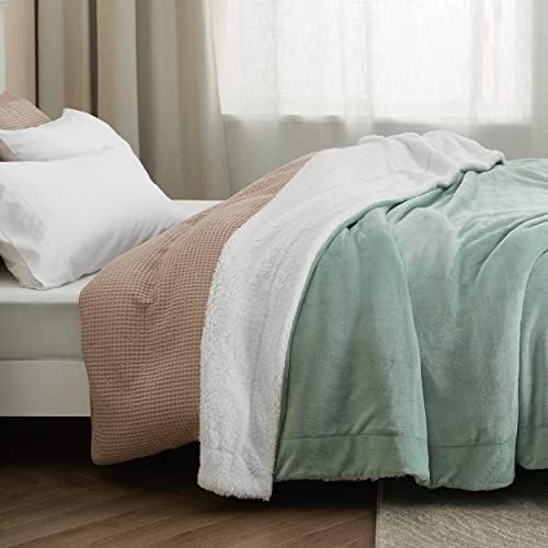 Bedsure GentleSoft Sherpa Fleece Twin Size Blanket for Couch, Non-Heated, Thick and Warm Throw for Women and Men, Soft Fuzzy Plush Twin Blanket for Spring, Sage Green, 60x80 Inches - Image 6