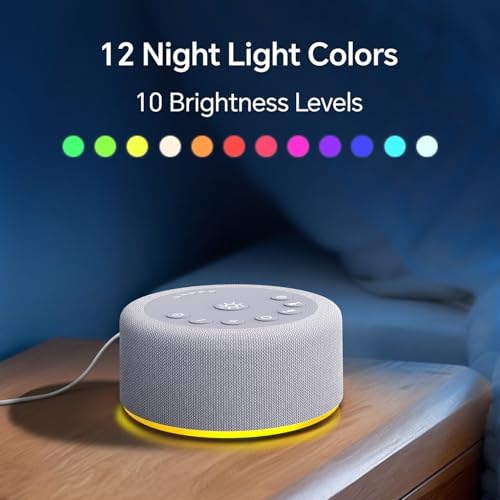 Sound Machine Night Light White Noise Brown Noise Machine 30 Non Looping Sounds 12 Lights 5 Timers 36 Adjustable Volume Memory Function Sleep Sounds Machine for Baby Kids Adult & Home Office Travel - Image 4