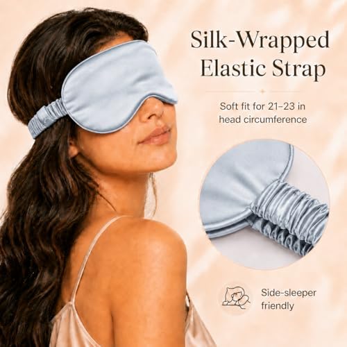 Silk Sleep Mask Light Blocking Luxury 19mm Silk Eye Mask 100% Mulberry Eye Cover Blindfold Ultra Soft Light and Comfy Anti Aging Skin Care with Travel Bag Gift Package - Image 5