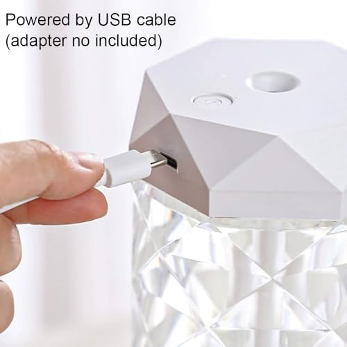 USB Desktop Crystal Humidifier 1000ml with 7 Colors LED Night Light, No Noise Suitable for Home, Office, Desk, Bedroom and Babies Room - Image 5