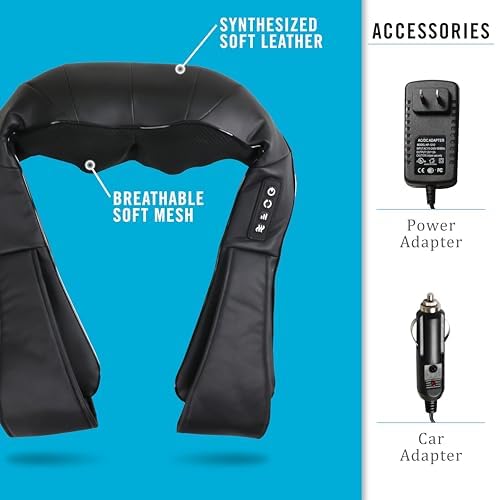 Daiwa Felicity Shiatsu Neck & Back Massager with Heat - Deep Tissue Pain Relief for Shoulder with 8 3D Kneading Nodes - Electric Full Body Massage, Ergonomic, Portable, Includes Power/Car Adapter - Image 6